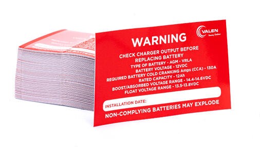 valen battery warning sticker